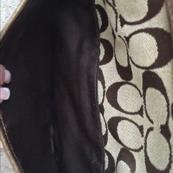 Coach Logo Gold Shoulder Bag Purse Handbag - Picture 8 of 8